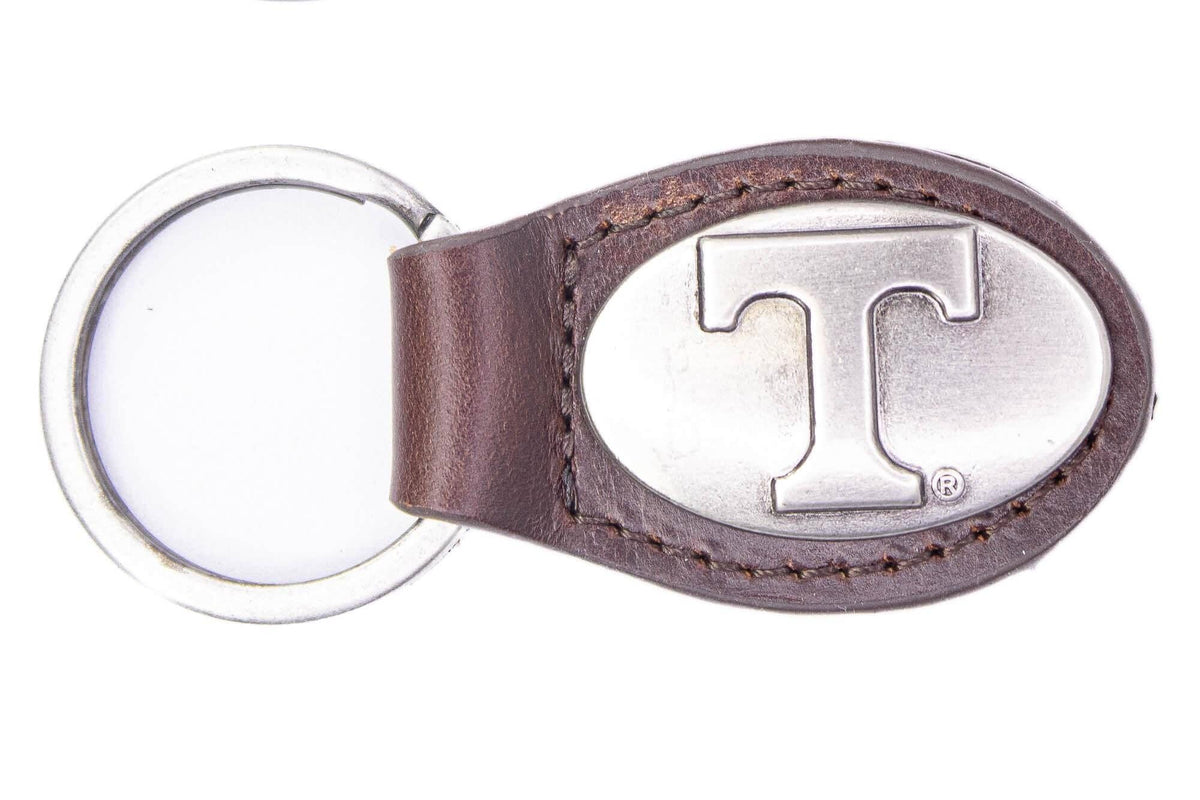 Tennessee Vols Oval Leather Key Fob.