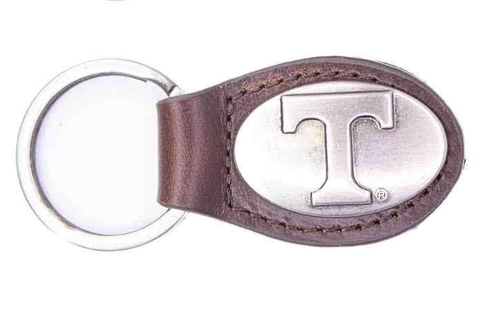 Tennessee Vols Oval Leather Key Fob.