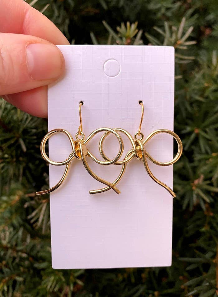 Gold Metal Bow Earrings