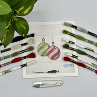 Needlepoint Kit - Red and Green Striped Ornaments Design