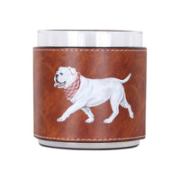Walking Bulldog Faux Leather Rocks Glass