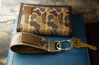 USA Flag Old School Camo Leather Loop Keychain.