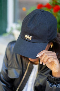 Baseball Hat - Navy w/Gold Bulldog icons