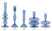 Handmade Blue Glass Modern Taper Candleholders