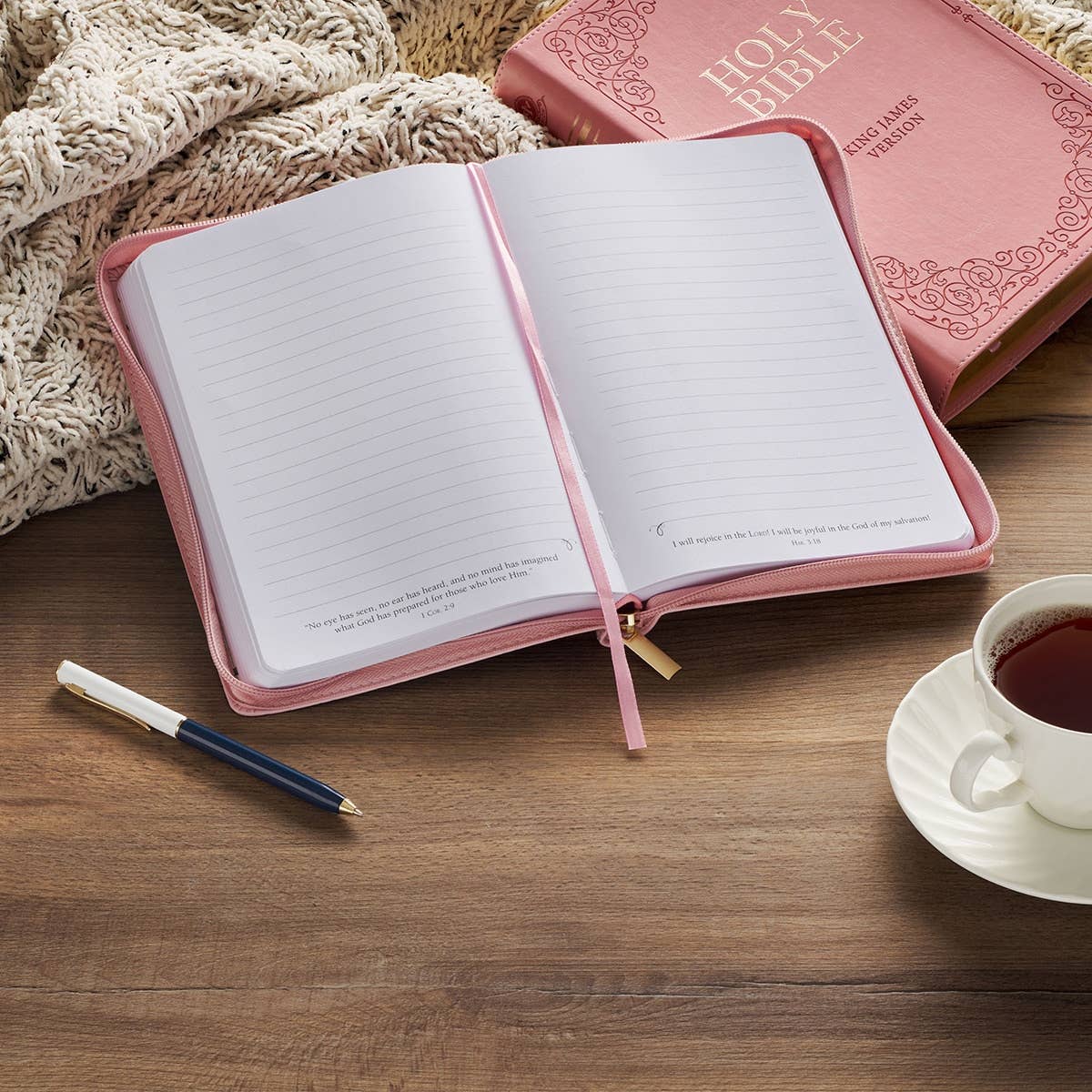 Journal Classic Zip Pink He Will Cover You Ps. 91:4