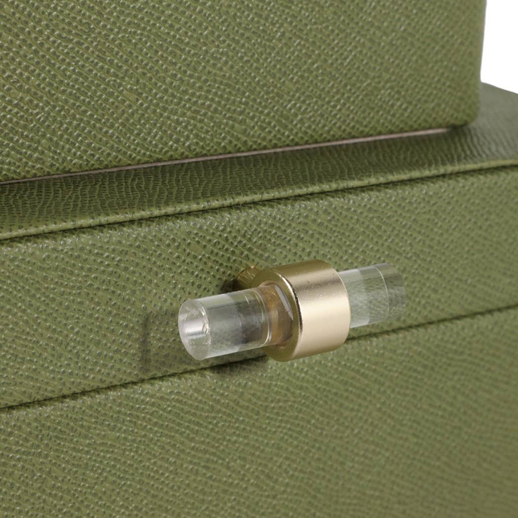 Green Decorative Box w/Acrylic & Gold Pull - Set of 2
