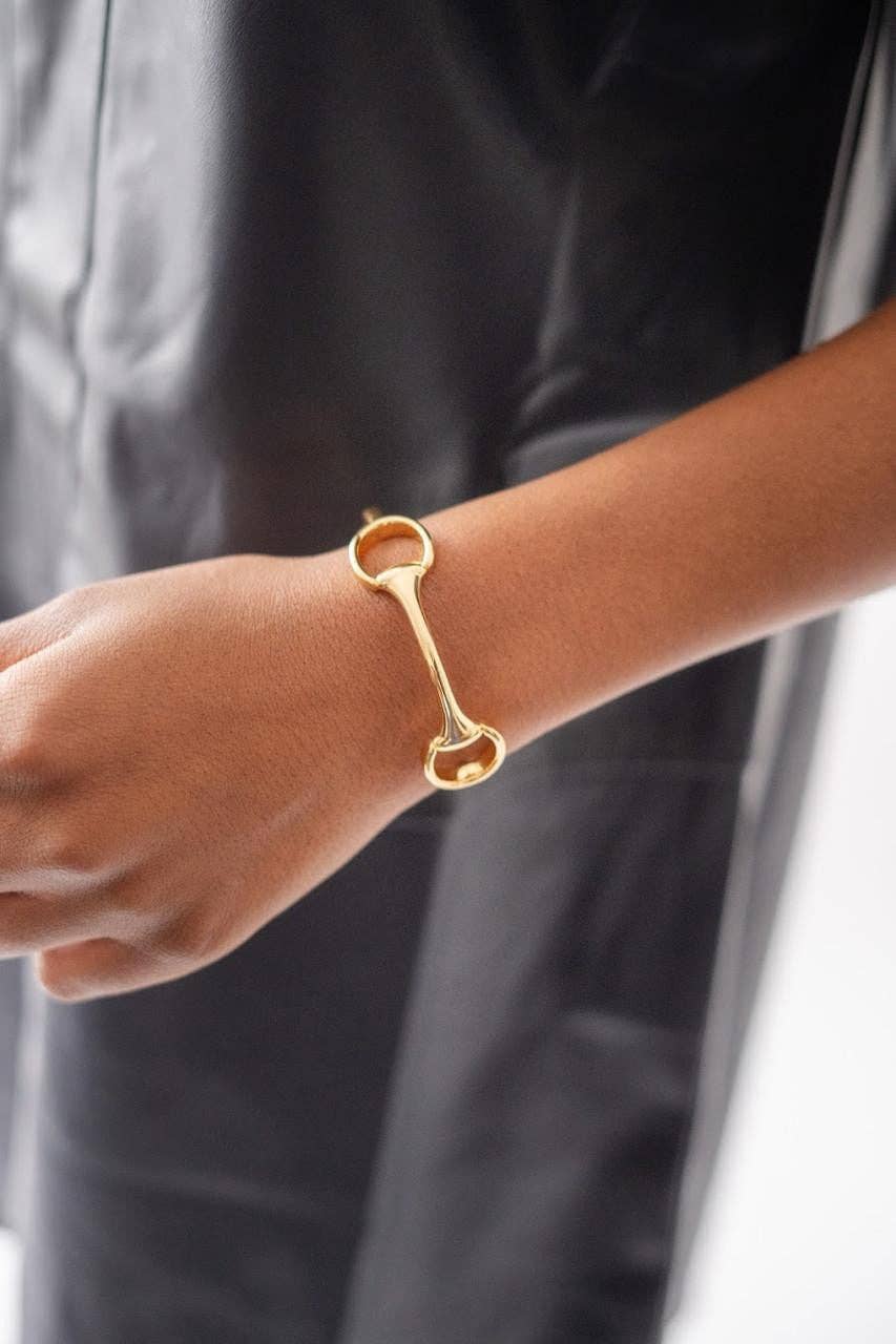 Gold Horse Bit Cuff - 18k Plated