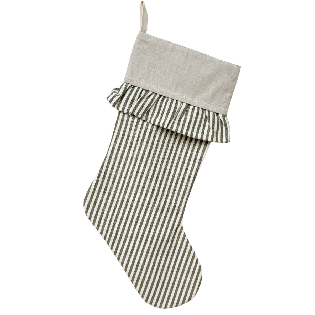 Ticking Stripe Christmas Stocking with Ticking Ruffle
