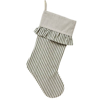 Ticking Stripe Christmas Stocking with Ticking Ruffle