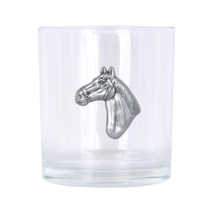 Horse Head Pewter Rocks Glass