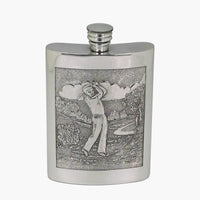 Flask - Golf Scene - Plain Back 6oz