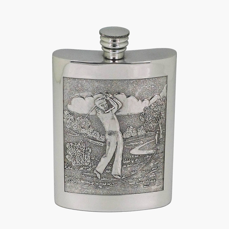 Flask - Golf Scene - Plain Back 6oz