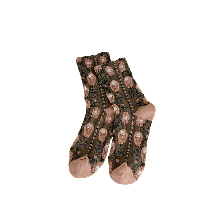 Vintage Embossed Floral Socks