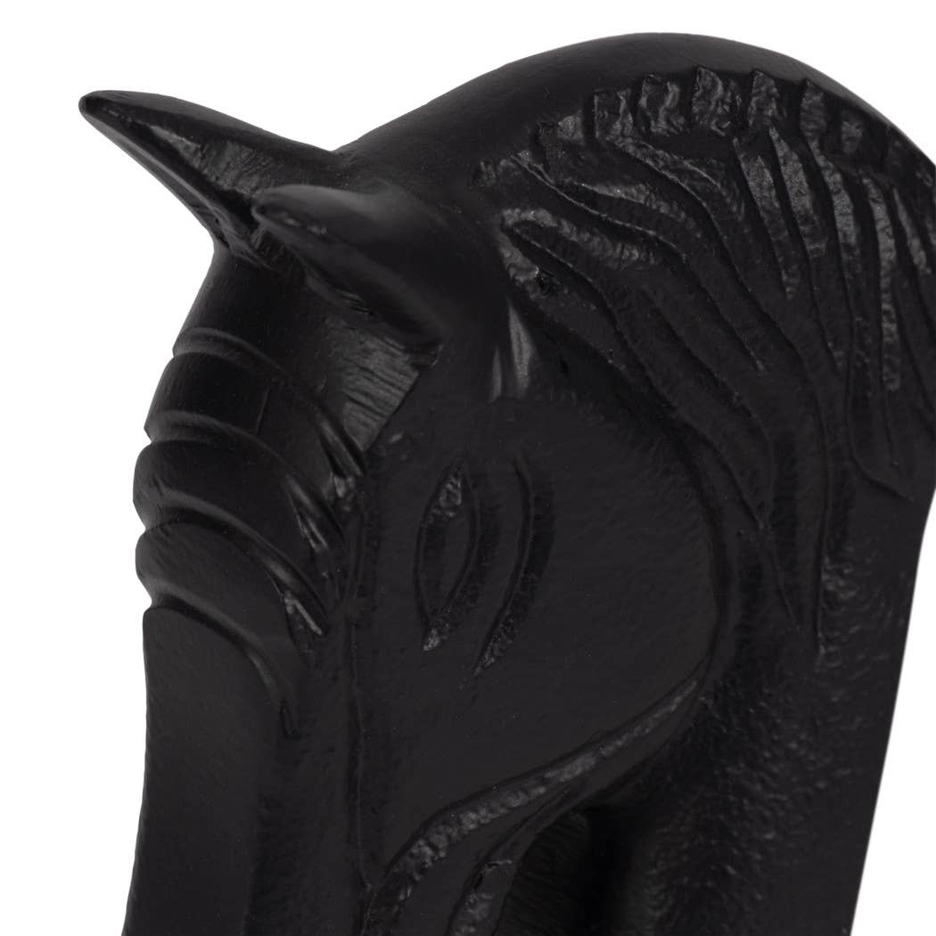 Bookends Set of 2 - White/Black Metal Horse Head, 7 in.