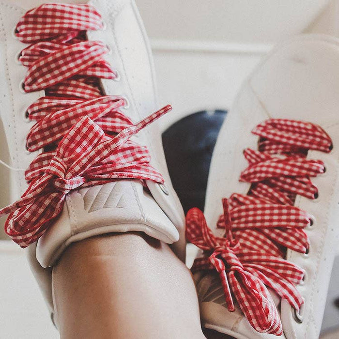 Gingham Pattern Laces - Red