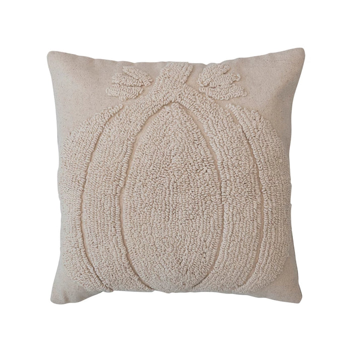 Tufted Pillow with Pumpkin & Chambray Back - 18"