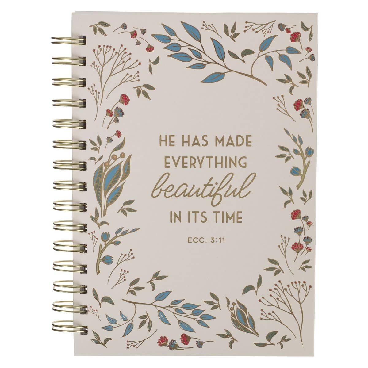 Journal Wirebound Ivory Floral Everything Beautiful Ecc 3:11