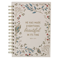Journal Wirebound Ivory Floral Everything Beautiful Ecc 3:11