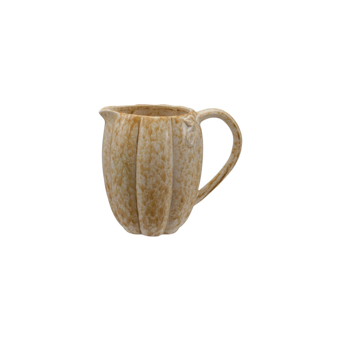 1-1/2 Quart Stoneware Pumpkin Shaped Pitcher with Leaf (Each One Will Vary)