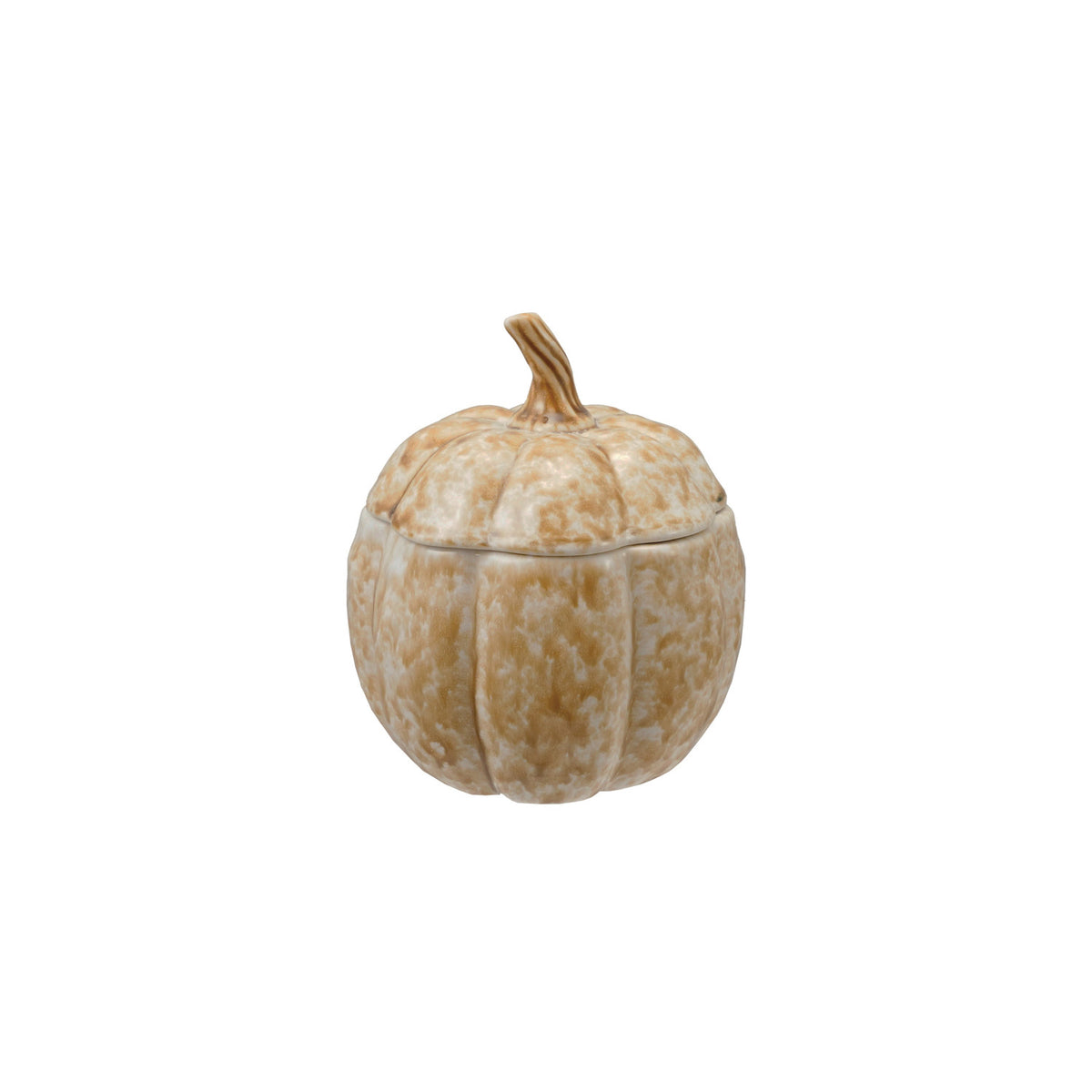 Stoneware Pumpkin Shaped Jar with Lid (Each One Will Vary)