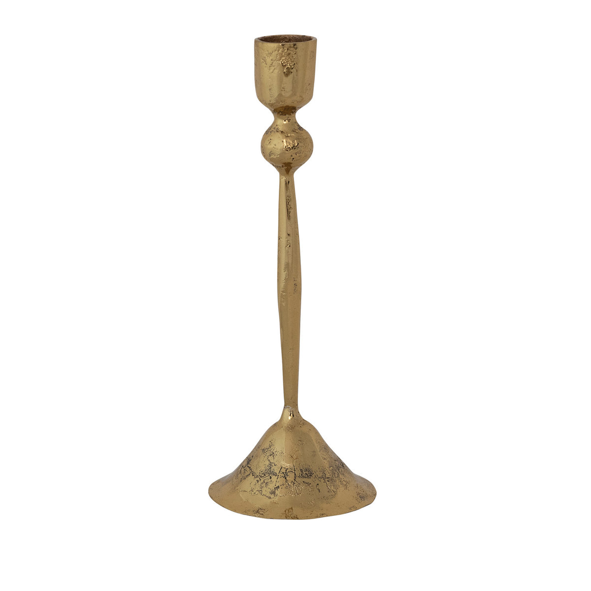 Hand-Forged Iron Taper Holder, Brass Finish