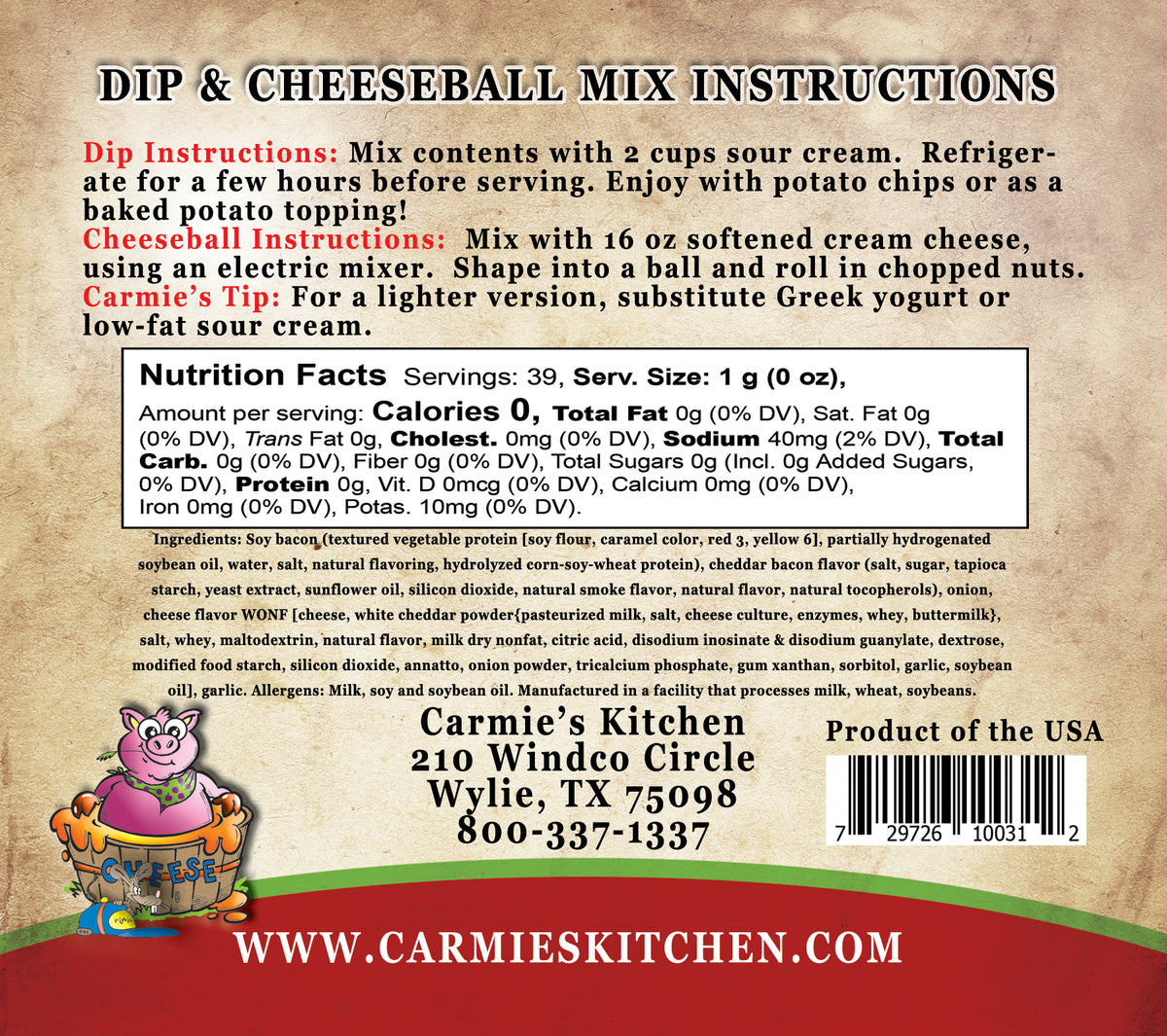 Carmie's Kitchen Dip Mixes