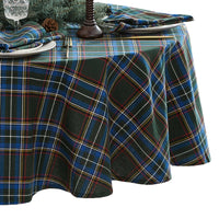 Tartan Holiday Plaid Cotton Tablecloth - 60" x 120" - Green