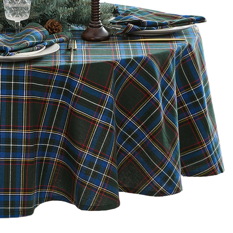 Tartan Holiday Plaid Cotton Tablecloth - 60" x 120" - Green
