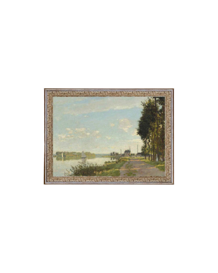 Riverside Walk Framed Antique Art - 7x5