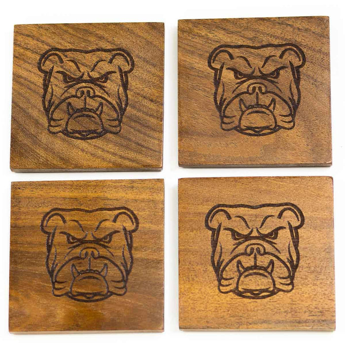 Bulldog Etched Wood Coasters