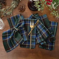 Tartan Holiday Plaid Cotton Napkins, Set of 4 - 17x17