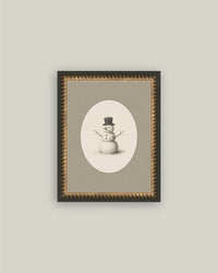 Oval Snowman Framed Antique Art - 5x7