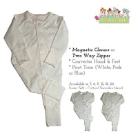 Picot Trim Footie - Magnetic Closure -  9 Month