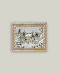 Snowy Stroll Framed Antique Art 10x8