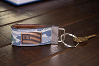 USA Flag Old School Camo Leather Loop Keychain.