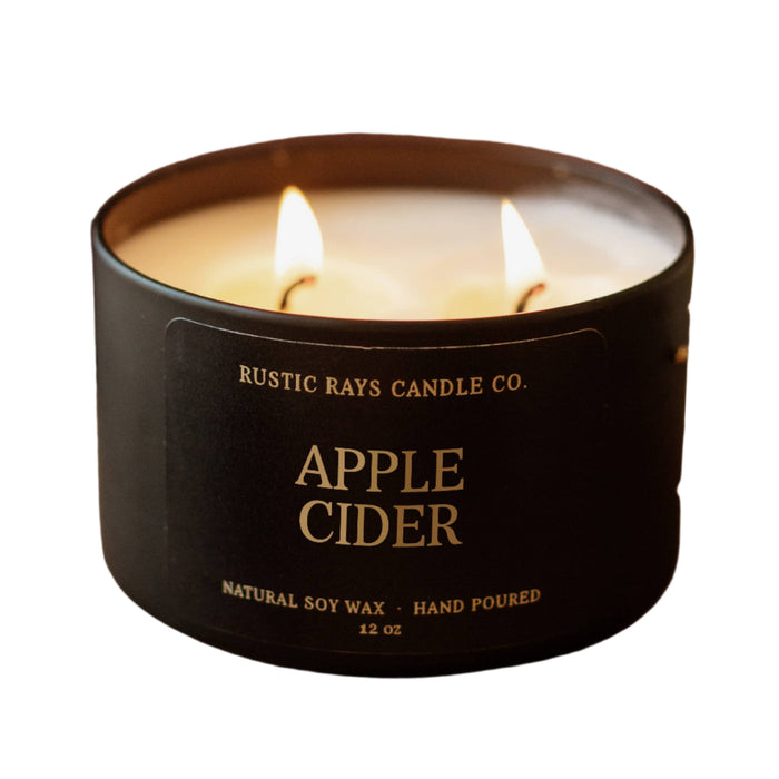 Apple Cider Fall Soy Candle - 12 oz Double Wick - Black