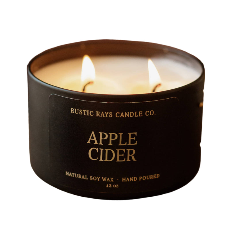 Apple Cider Fall Soy Candle - 12 oz Double Wick - Black