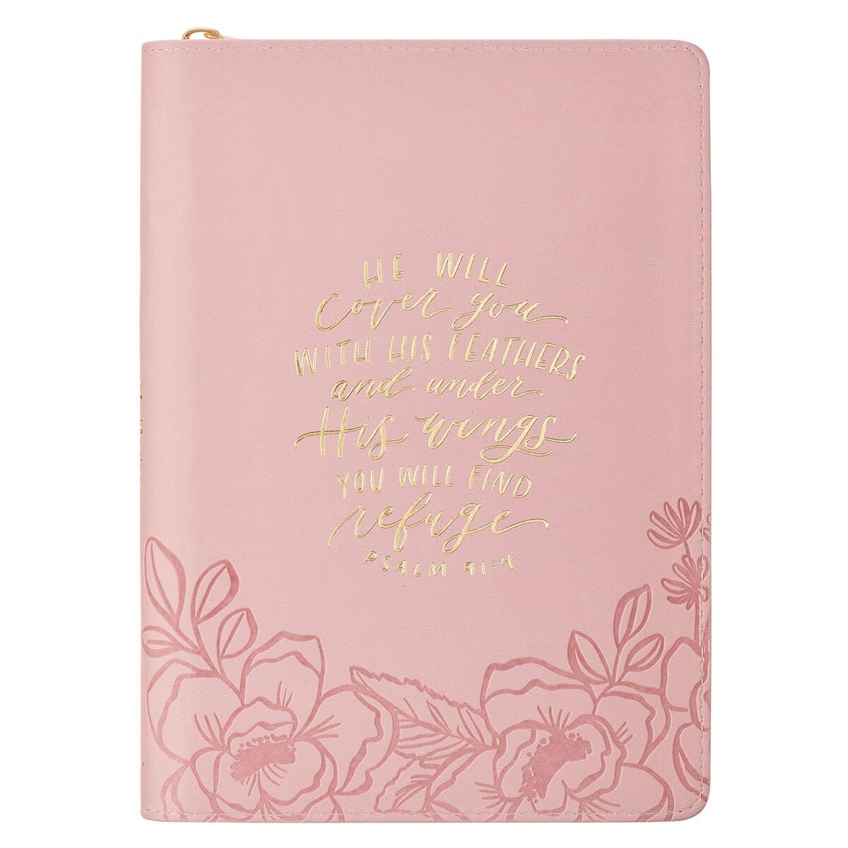 Journal Classic Zip Pink He Will Cover You Ps. 91:4