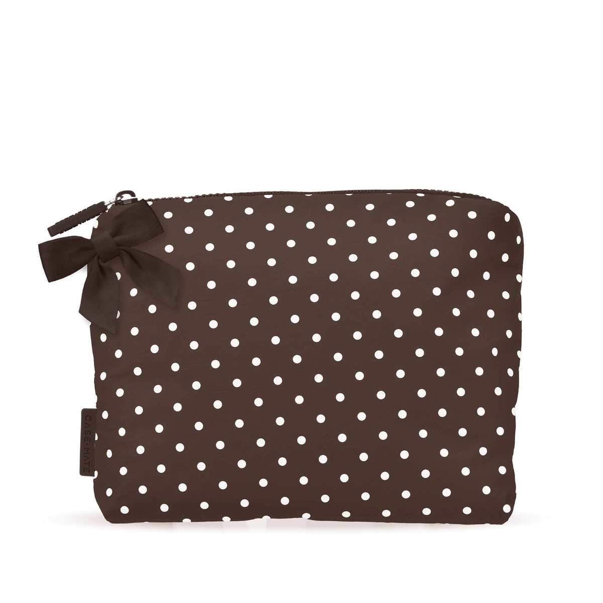 Espresso Polka Dot Bow Crinkle Makeup & Toiletry Bag