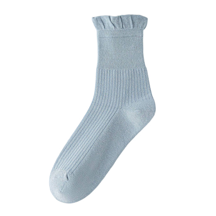 Crew Socks - Thin Solid Ruffle Crew