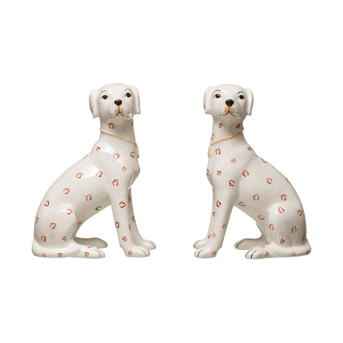 Hand-Painted Ceramic Dog, Crackle Finish, 2 Styles