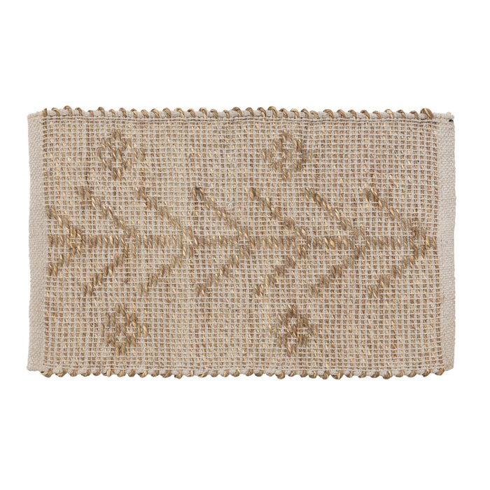 Two-Sided Hand-Woven Seagrass & Cotton Placemat w/ Design