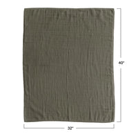 Cotton Double Cloth Baby Blanket w/ Trim - Green