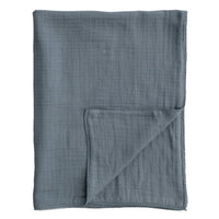 Cotton Double Cloth Baby Blanket w/ Trim - Blue