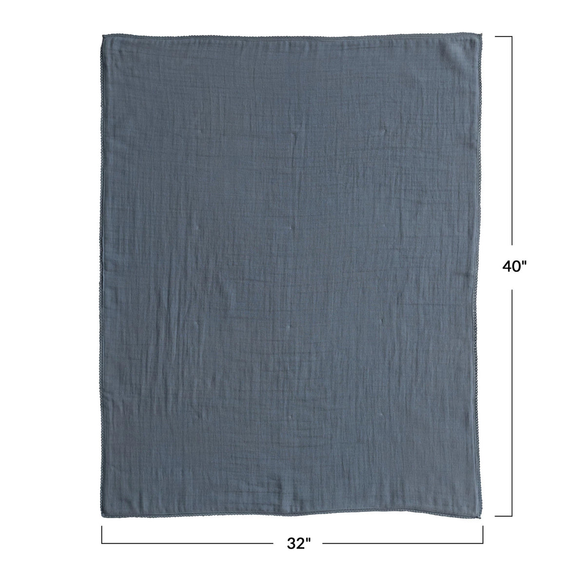 Cotton Double Cloth Baby Blanket w/ Trim - Blue