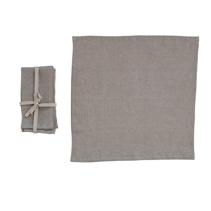 18" Square Stonewashed Linen Napkins, Set of 4