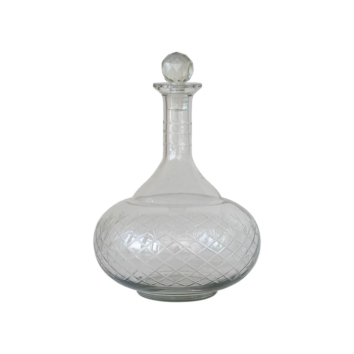 Recycled Etched Glass Decanter w/ Glass Stopper