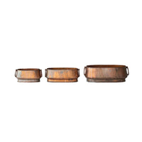 Oval Metal Planters w/Ring Handle - Copper Finish