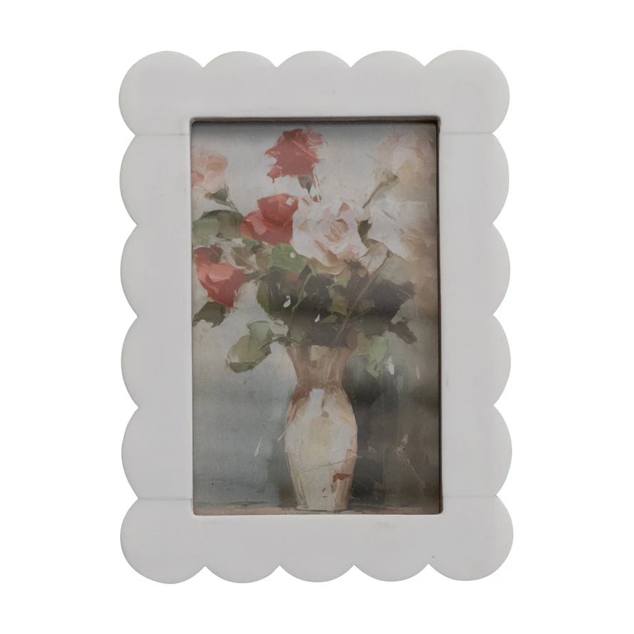 Resin & MDF Scalloped Photo Frame, White - 4x6