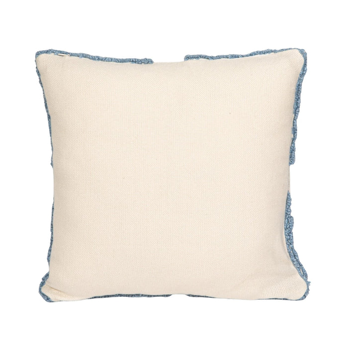 Square Fabric Tufted Indoor/Outdoor Pillow with Flower - 16"